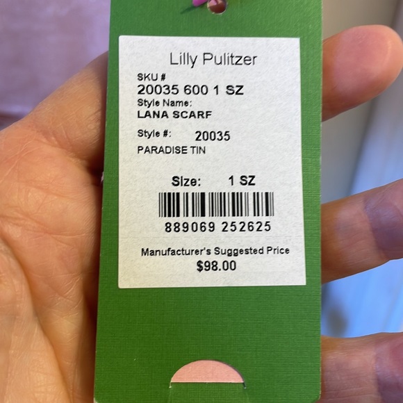 Lilly Pulitzer Lana Scarf Pink “Paradise Tin” - Picture 6 of 6
